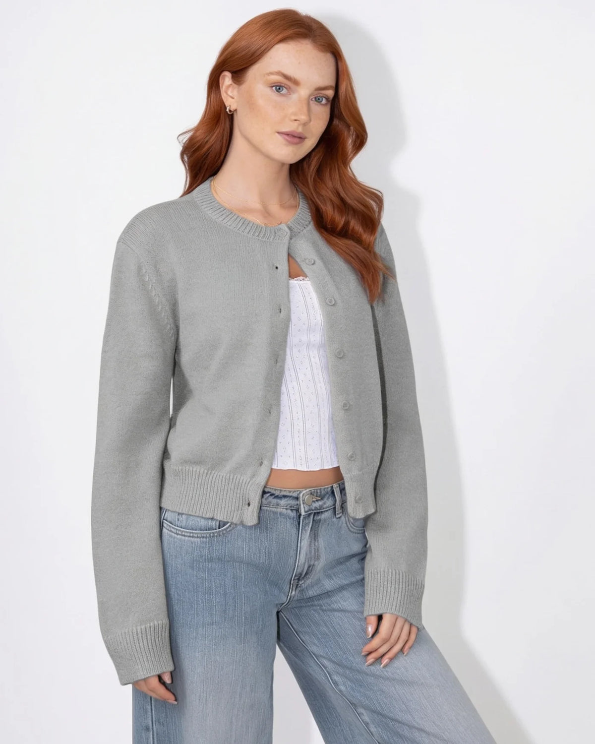 Nora™ Kurze Strickjacke mit Knopfleiste