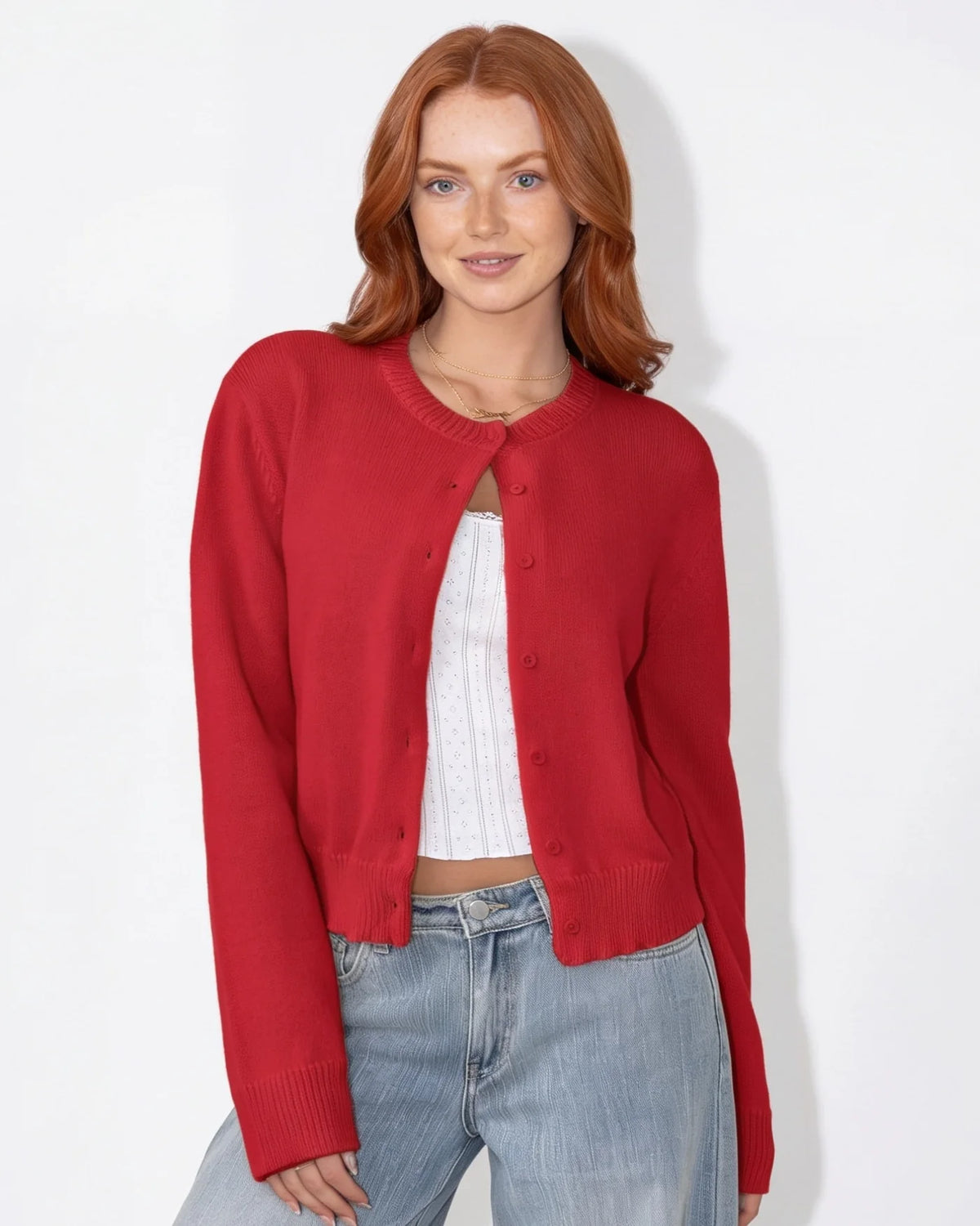Nora™ Kurze Strickjacke mit Knopfleiste