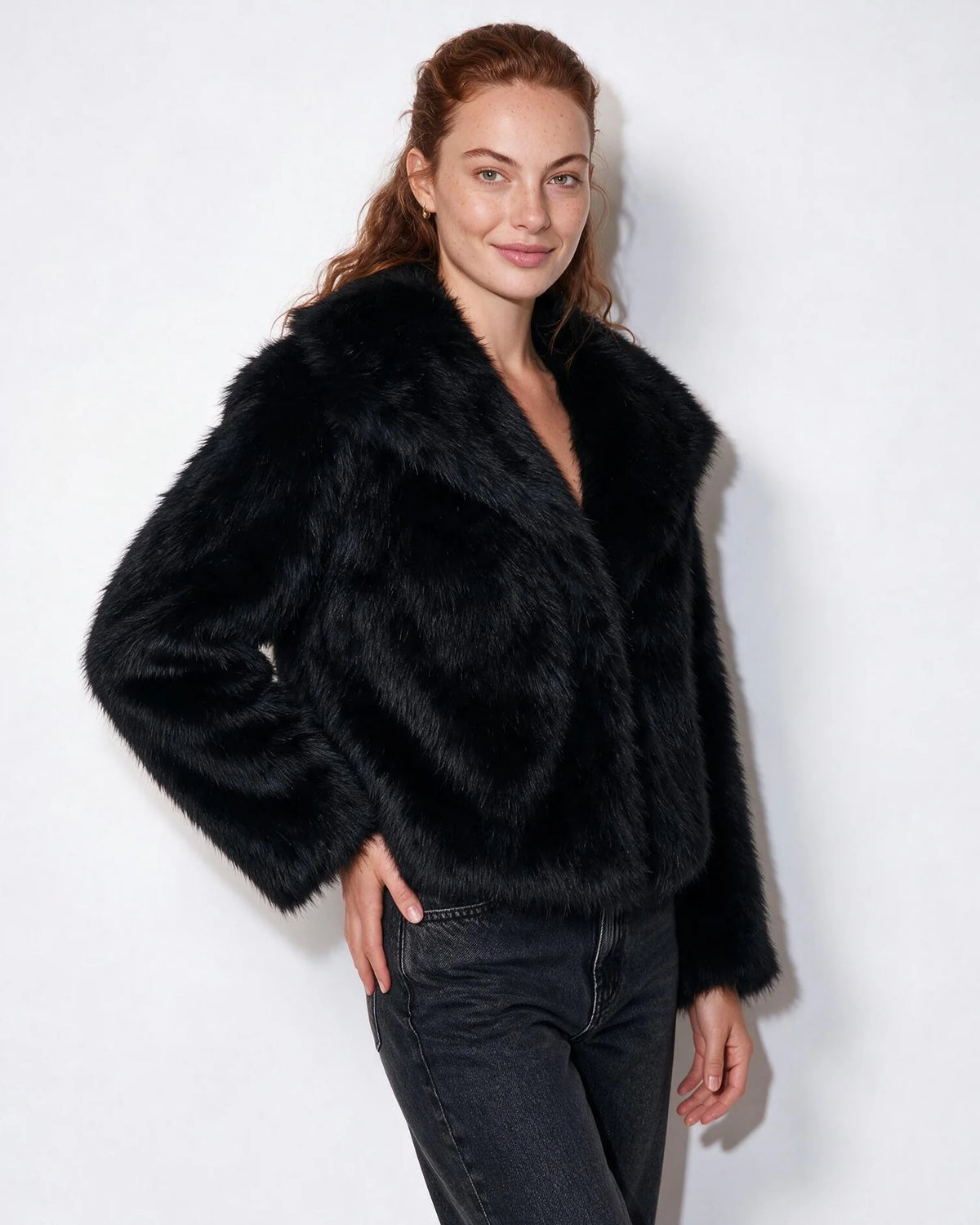 Amelie Kunstfelljacke mit Schalkragen
