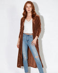 Elodie™ Langer Samt-Duster mit Schalkragen