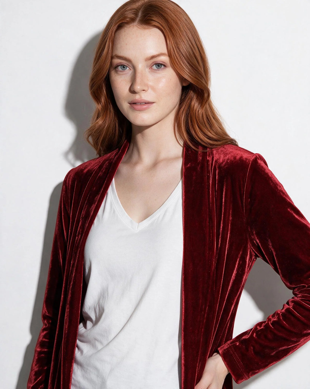 Elodie™ Langer Samt-Duster mit Schalkragen