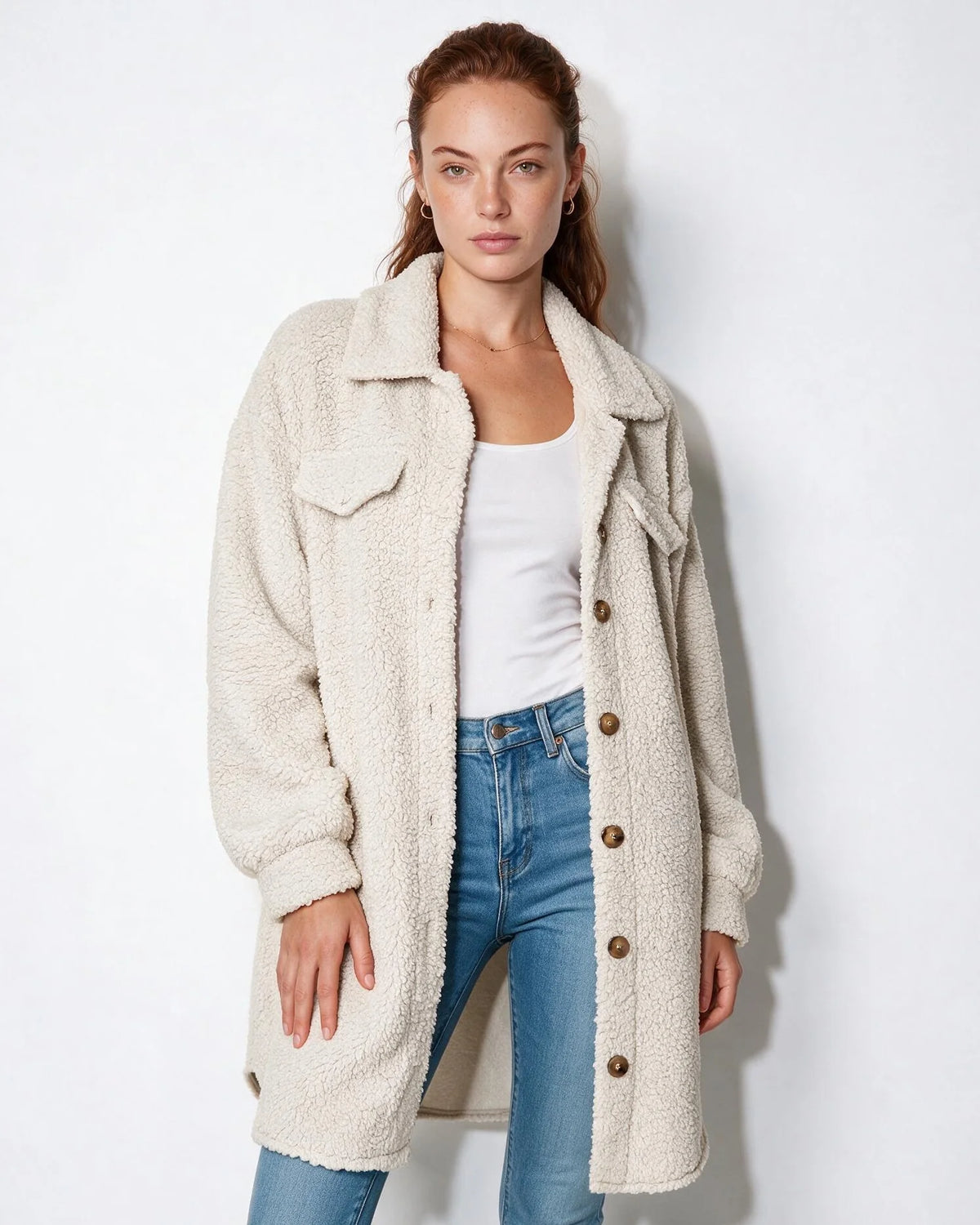 Alva Longline Teddy-Mantel