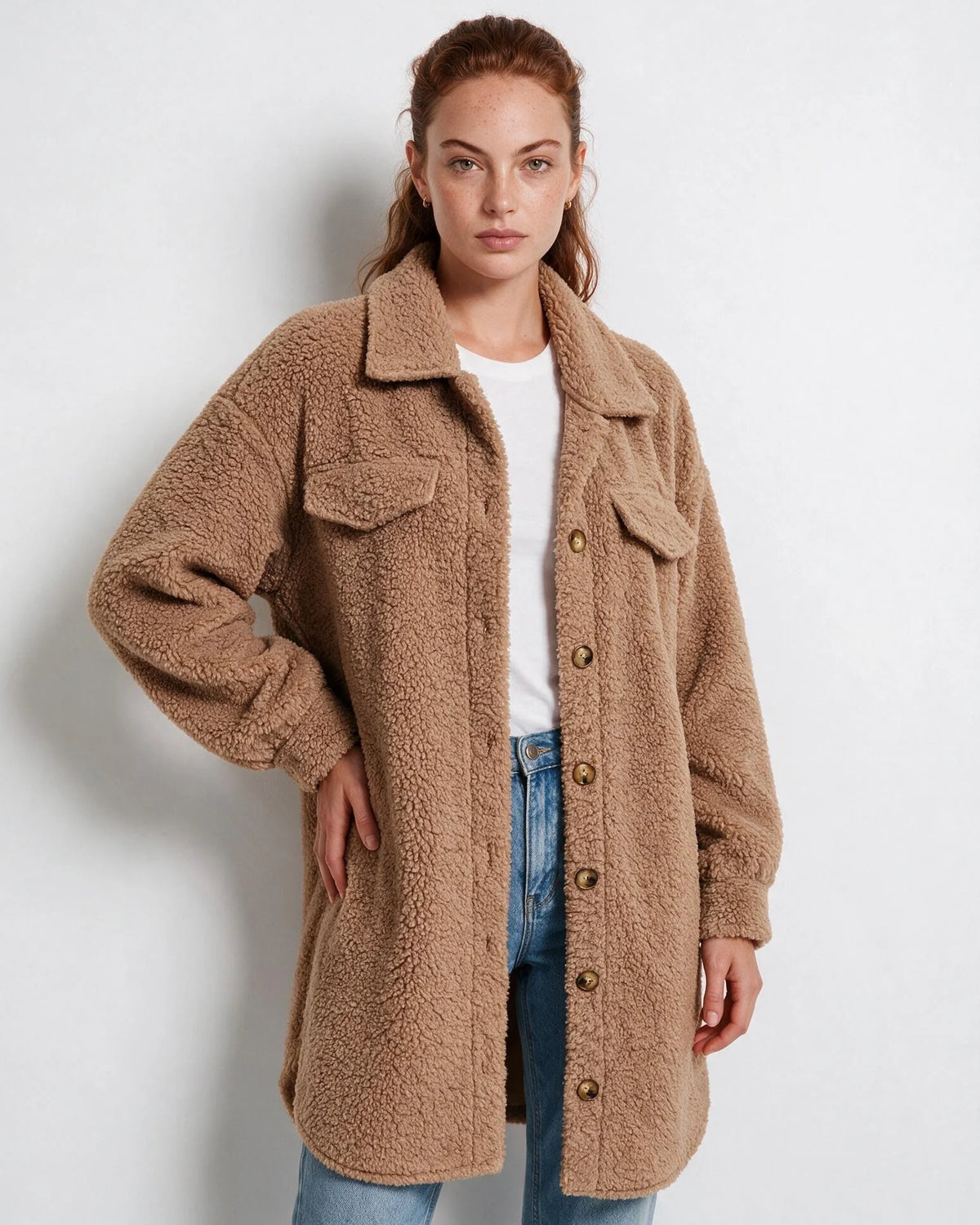 Alva Longline Teddy-Mantel