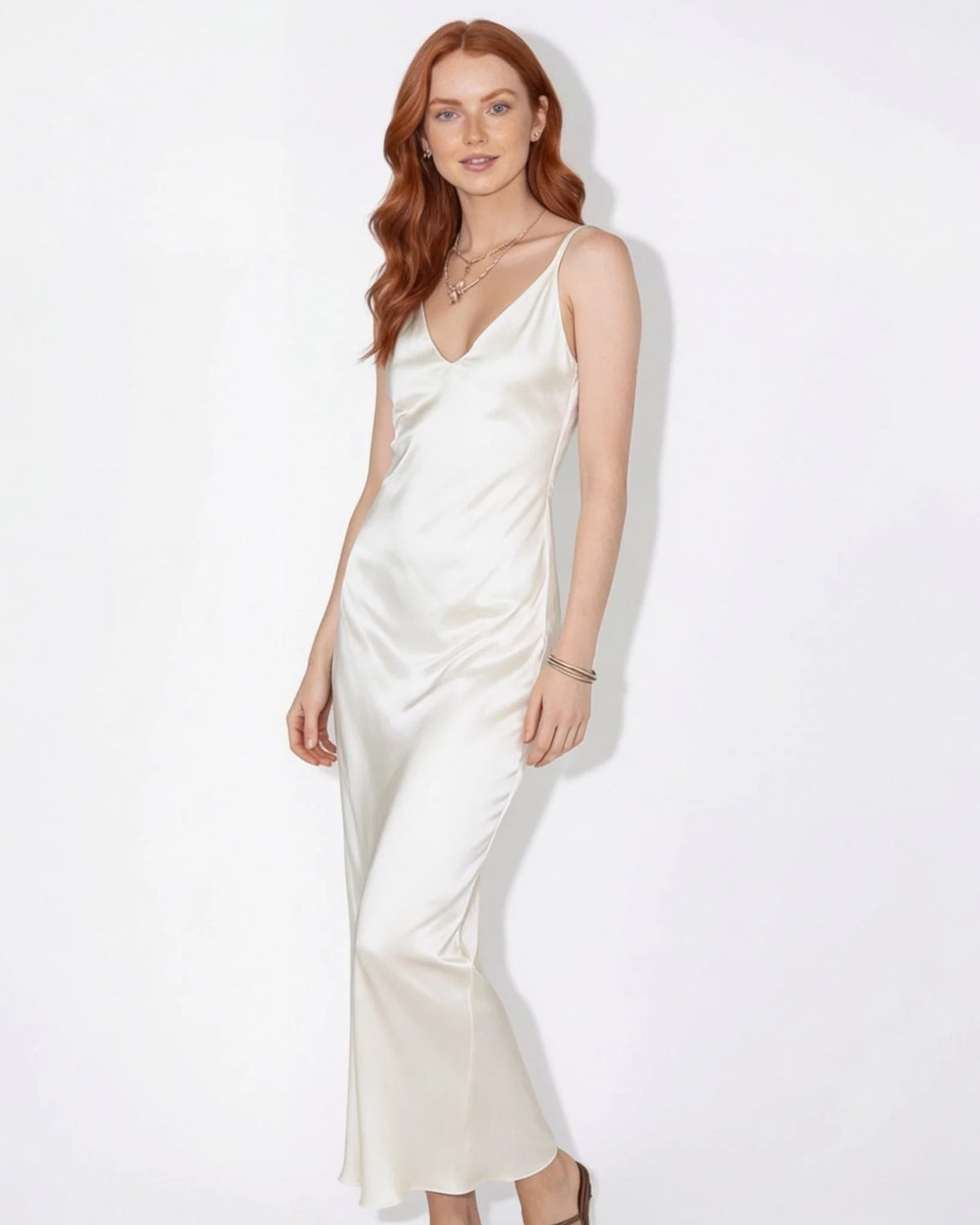 Mirella™ Satin-Maxikleid mit Strickpullover