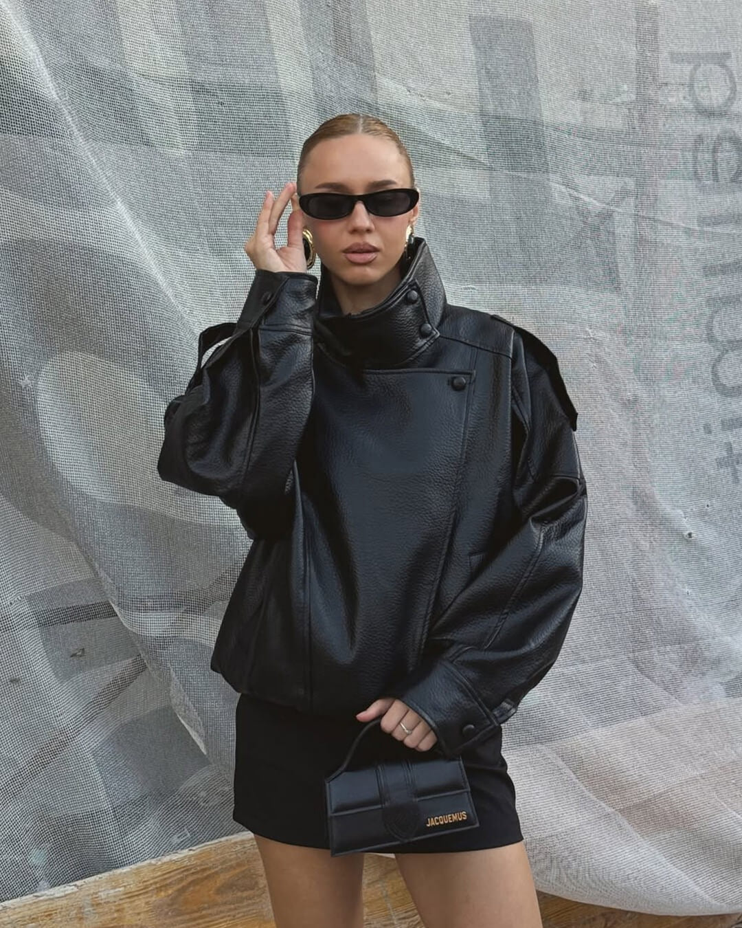 Carla Asymmetrische Lederlook-Jacke