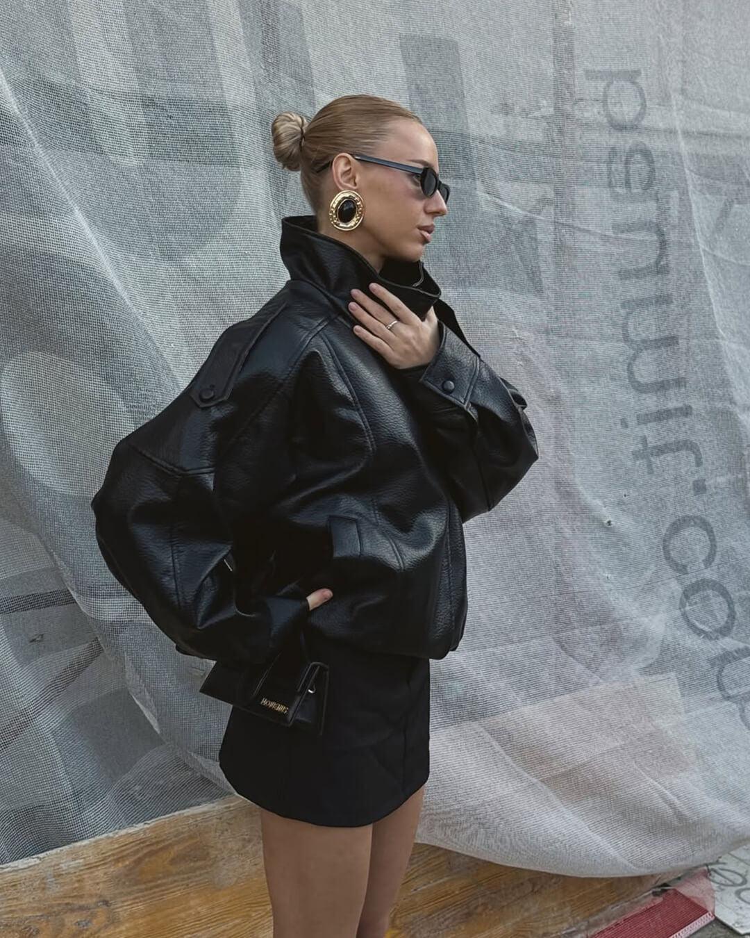 Carla Asymmetrische Lederlook-Jacke